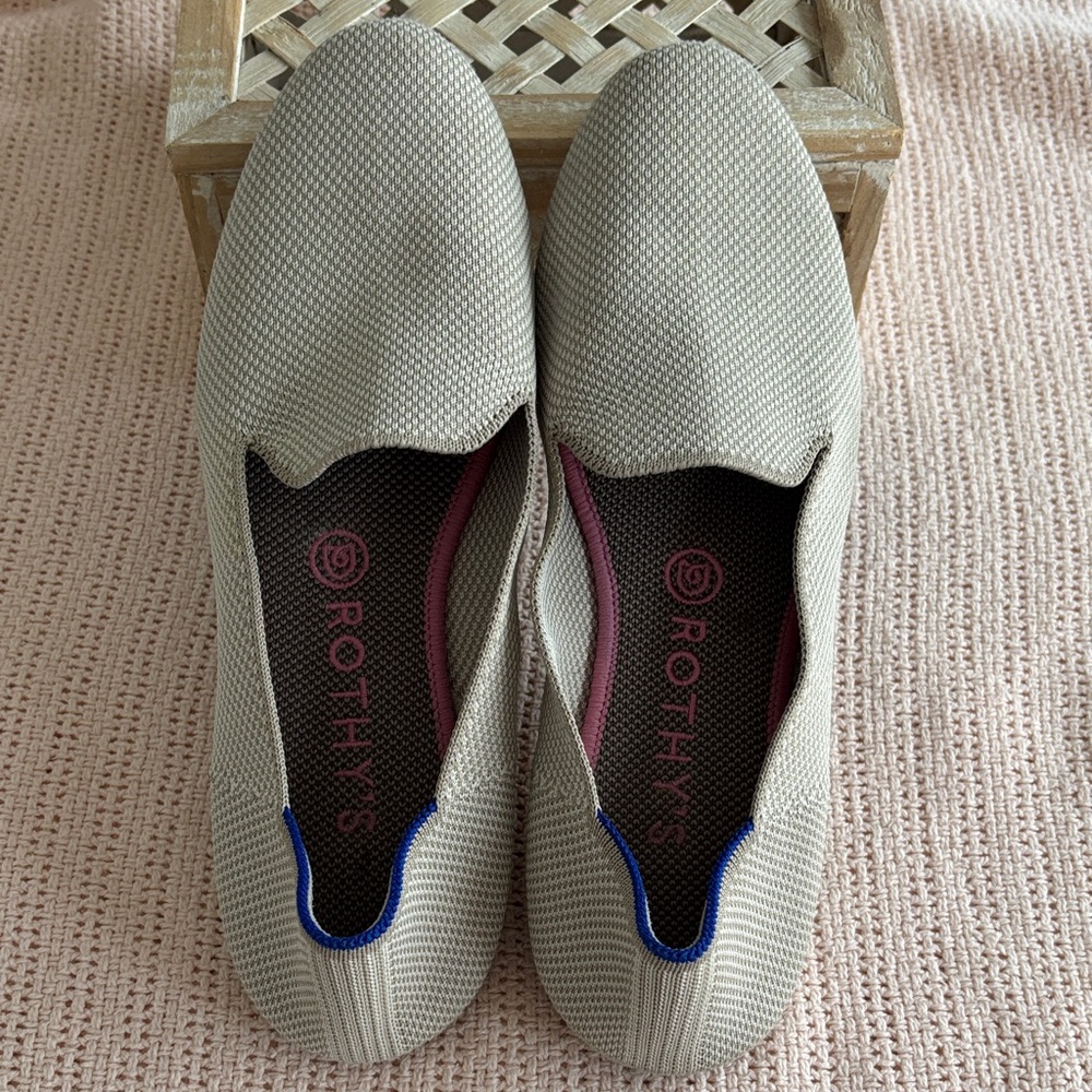 Rothy’s The Loafer Line Double Stitch, Light Beige Slip-On Women’s Casual Shoe